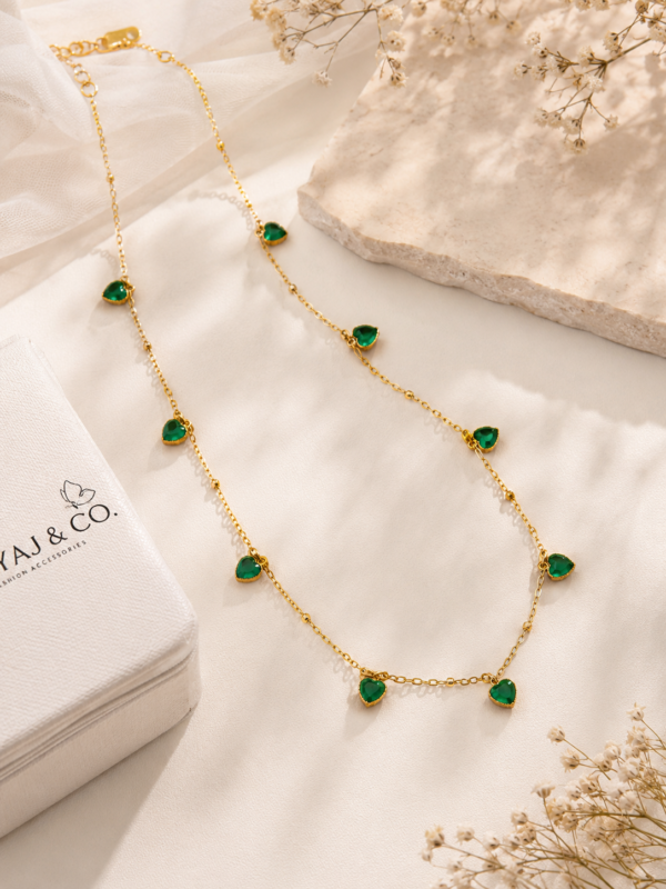 EMERALD HEART DROP NECKLACE
