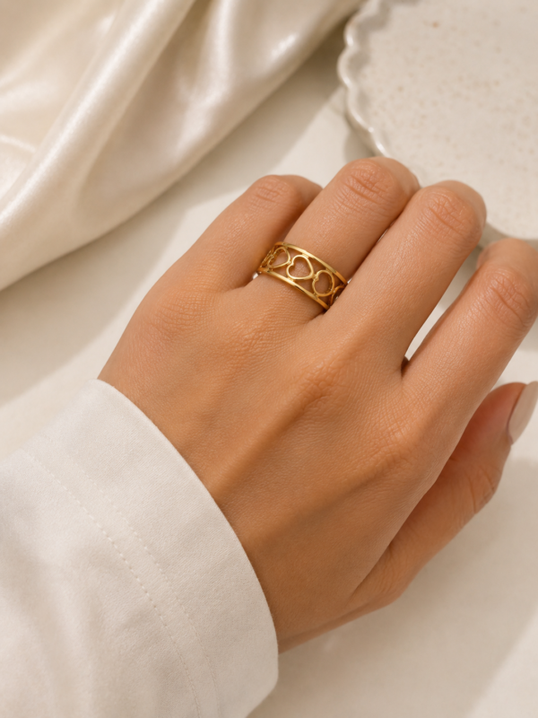 Golden Heart Adjustable Ring